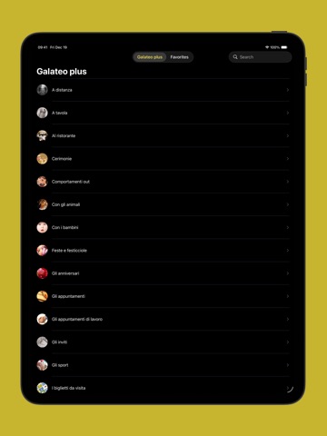 Galateo plus iPad screenshot