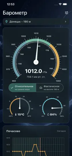 Скриншот Атмосферный барометр на iPhone 2