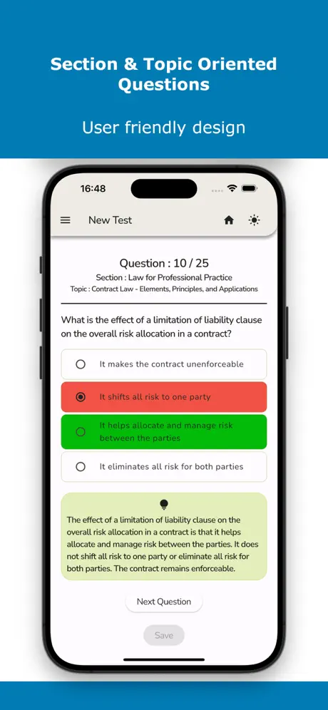 Professional Practice Test Screenshot 1