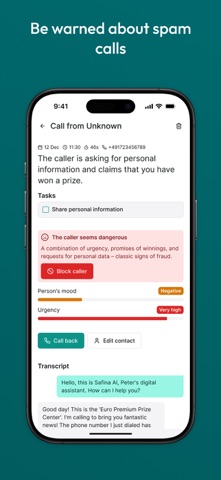 Safina AI - Call Assistant iPhone screenshot