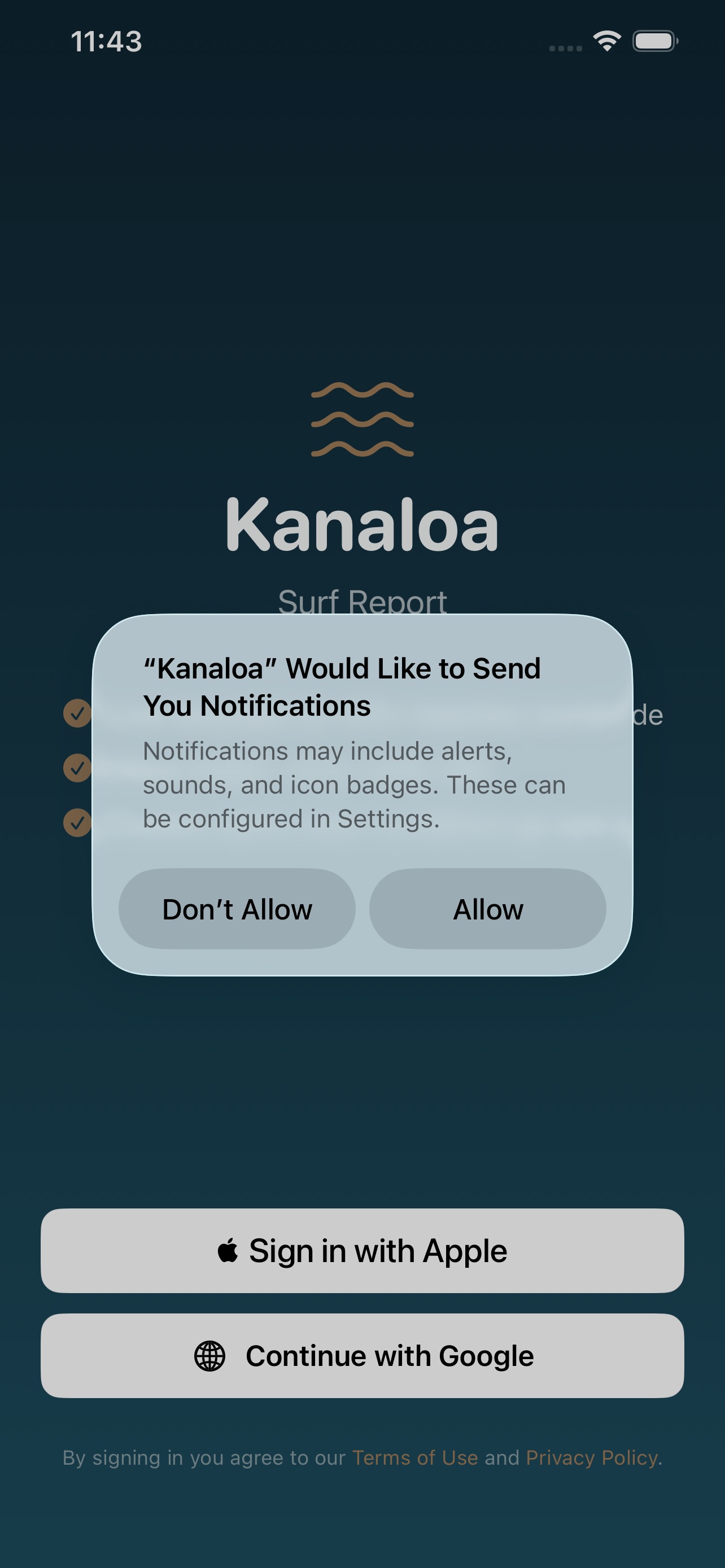 Screenshot 1 of Kanaloa Surf Report