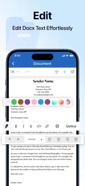 Office Word: Edit Word Docs iPhone screenshot 2