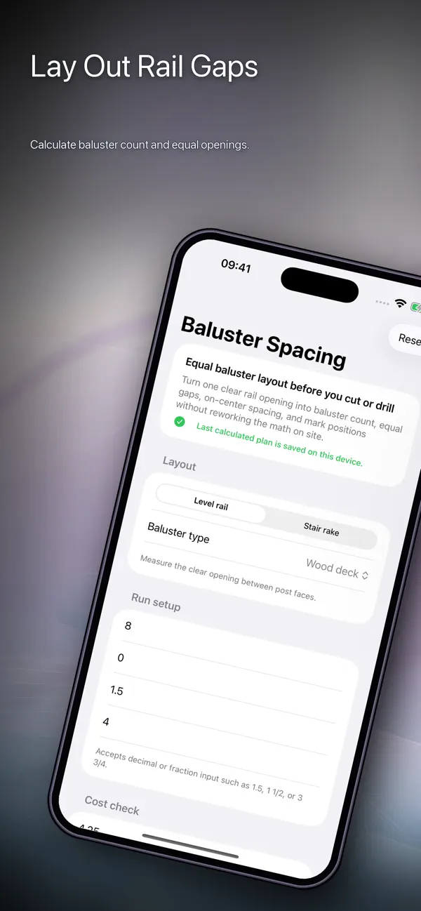 Screenshot #1 pour Baluster Spacing Pocket