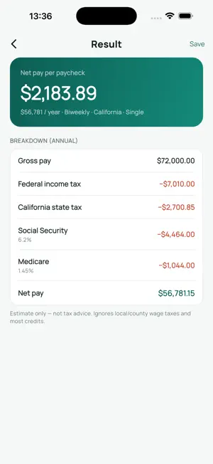 Payfold: Paycheck Calculator screenshot 2
