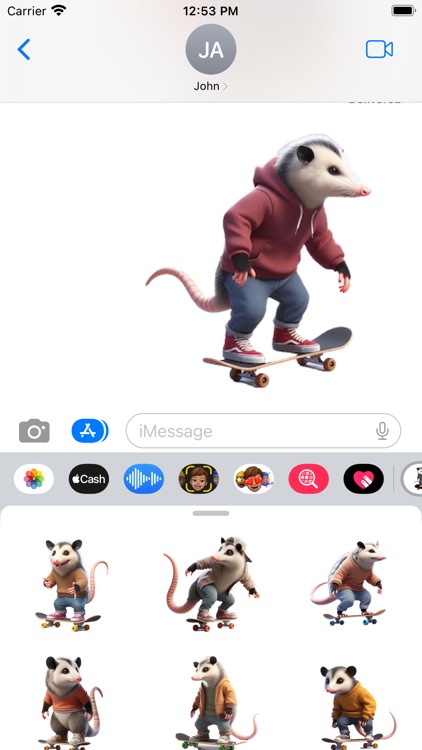 Skateboarding Opossum Stickers screenshot-3