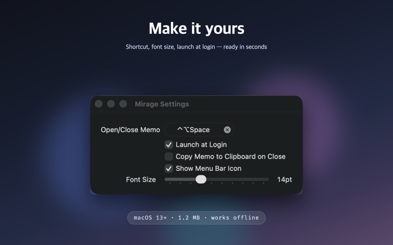 Mirage: Quick Note Scratchpad screenshot