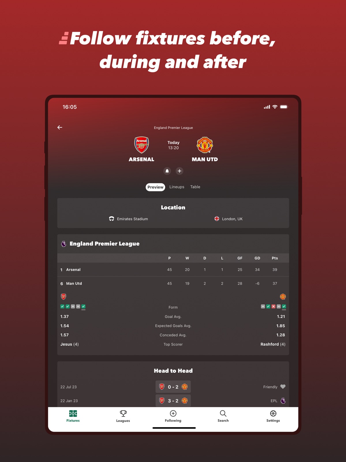 FollowScores: Live Scores ipad screenshot 3