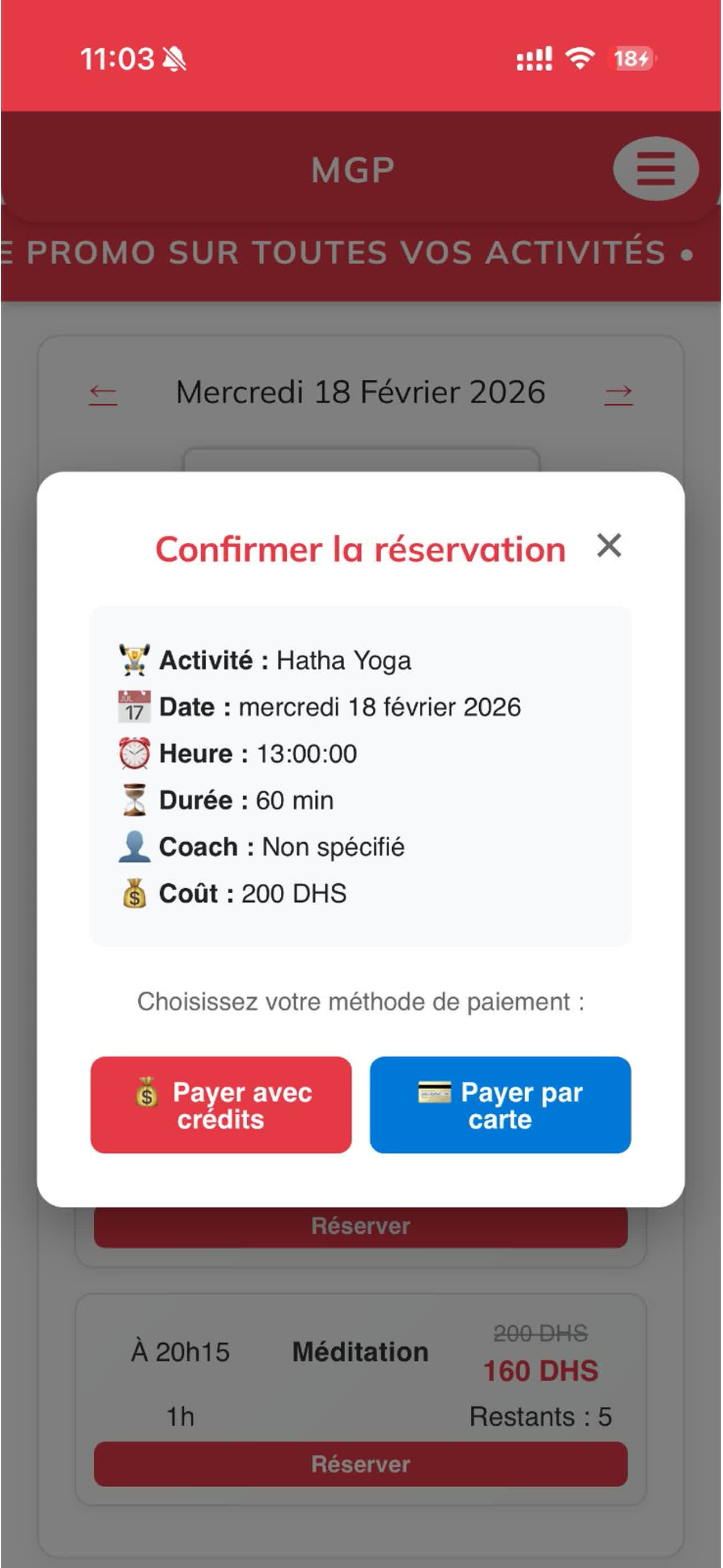 MGP - Réservation d'activités