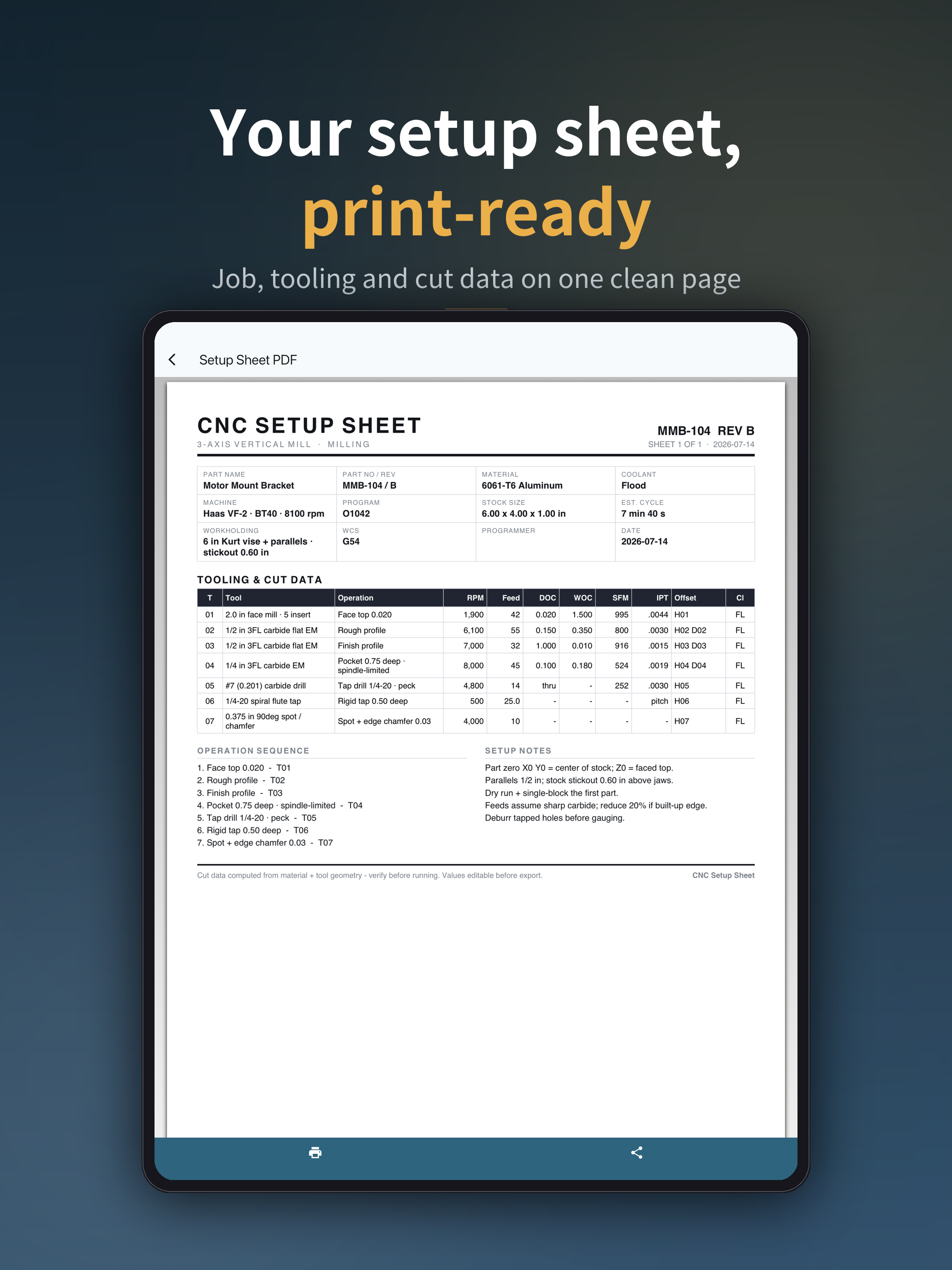 CNC Setup Sheet screenshot 7
