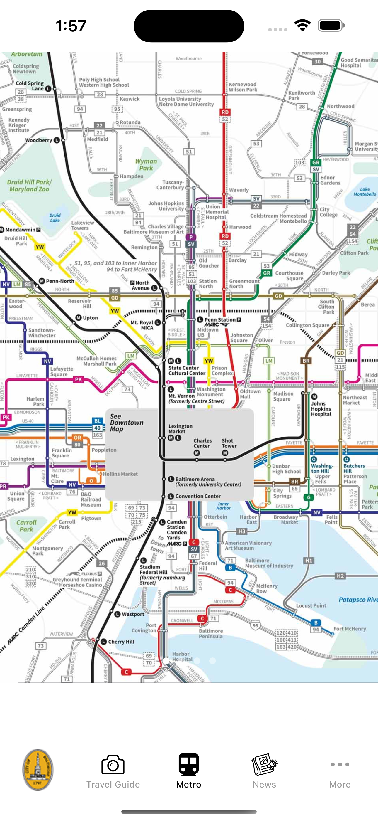 Baltimore Guide and Subway map