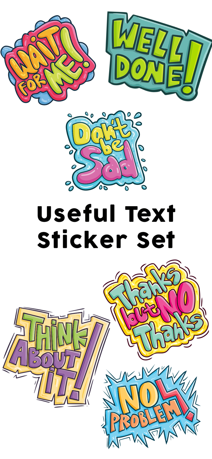 Useful Text Stickers Set