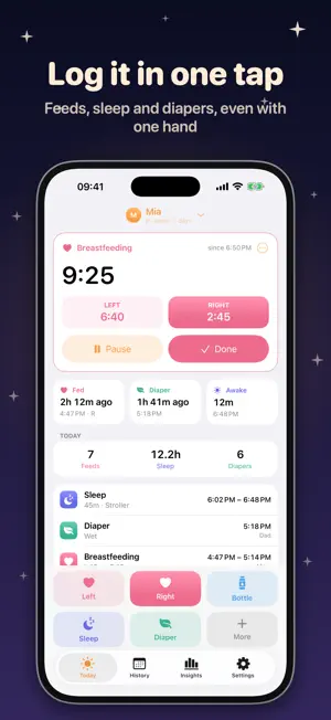 Nightlight: Baby Feeding Log screenshot 1