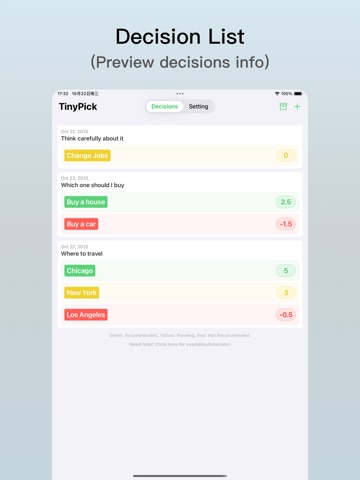 TinyPick-Decide Rationally iPad screenshot