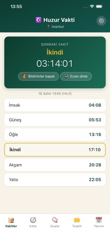 Huzur Vakti - Ezan ve Kıble iPhone screenshot