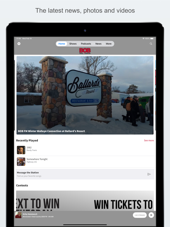 Total Country BOB-FM iPad screenshot 1 - Music app