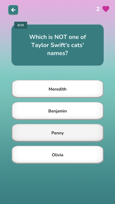 Taylor Swift Trivia Quiz Screenshot