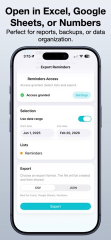 Export Reminders to CSV & JSON Screenshot 3 of 5