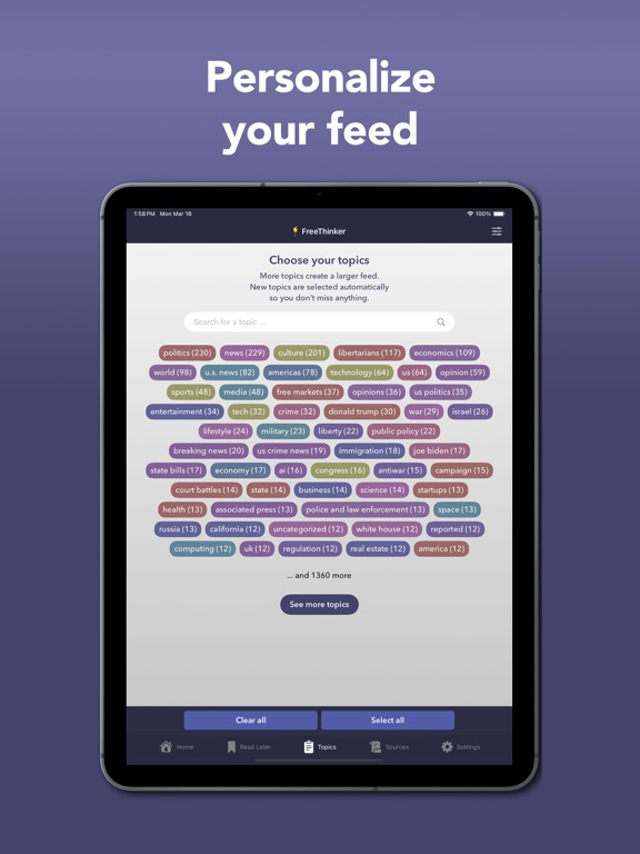 FreeThinker iPad screenshot 4 - News app