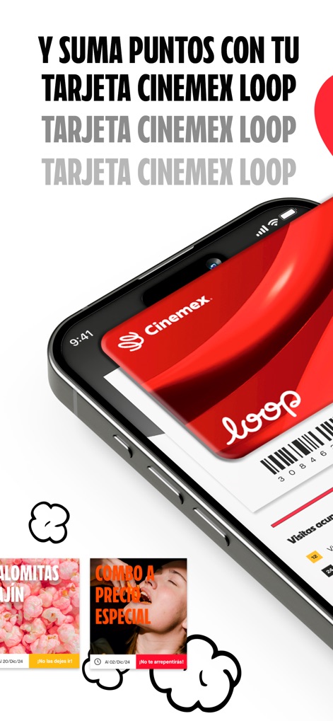Cinemex - La tarjeta Cinemex Loop digital permite a los usuarios acumular puntos en cada compra y acceder a promociones especiales.