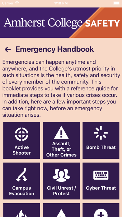 Amherst College Safety Screenshot