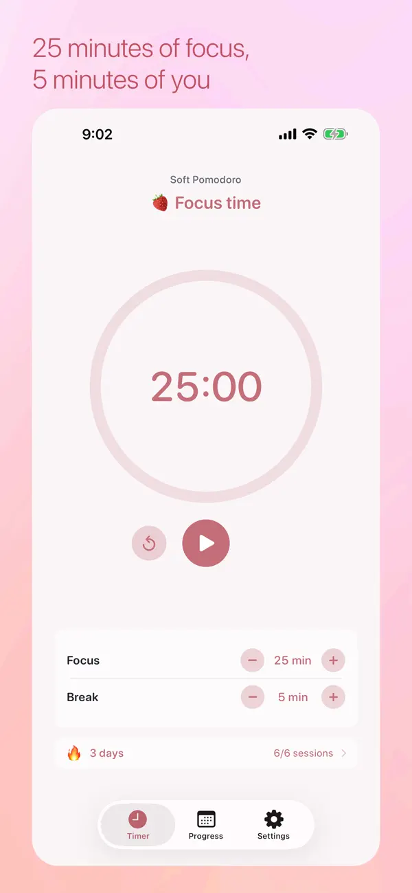 Screenshot #1 pour Soft Pomodoro - Focus Timer