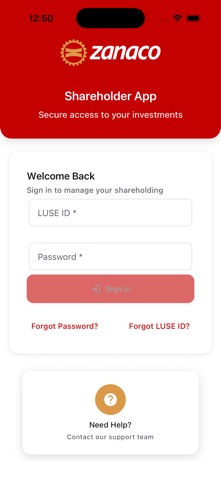 ZANACO SHAREHOLDER iPhone screenshot
