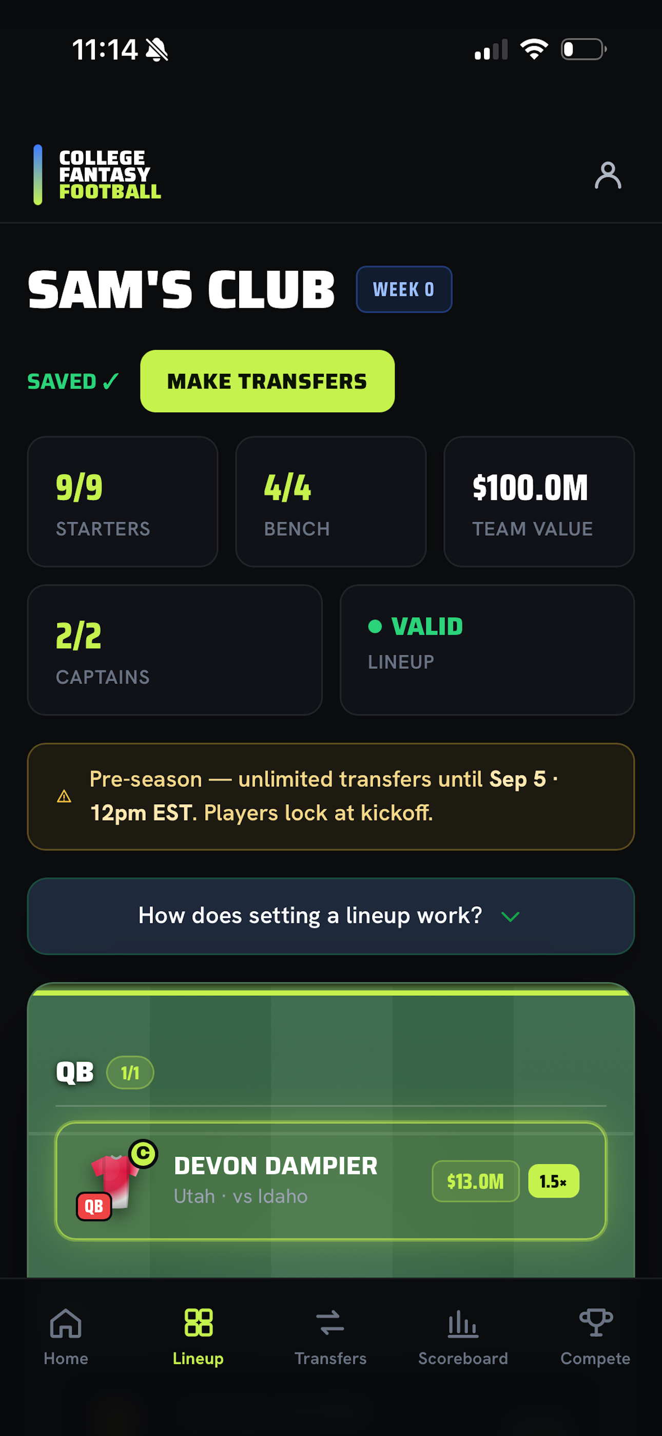 CollegeFFB: Fantasy Football screenshot 4