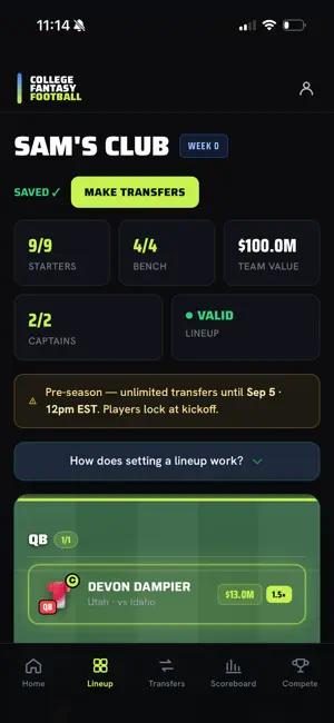 CollegeFFB: Fantasy Football screenshot 4