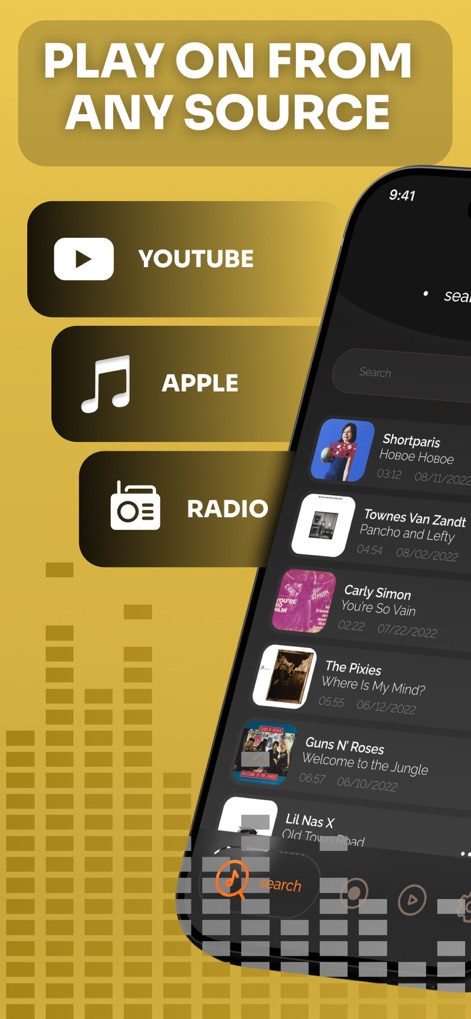Headphones & Speaker Connect - The app integrates various streaming platforms like YouTube and Apple Music, offering a comprehensive music library with easy search functionality.