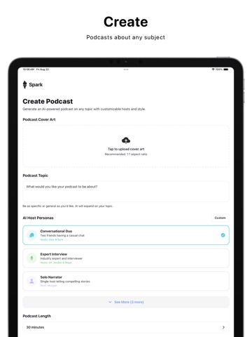 Spark - AI Music & Podcasts iPad screenshot