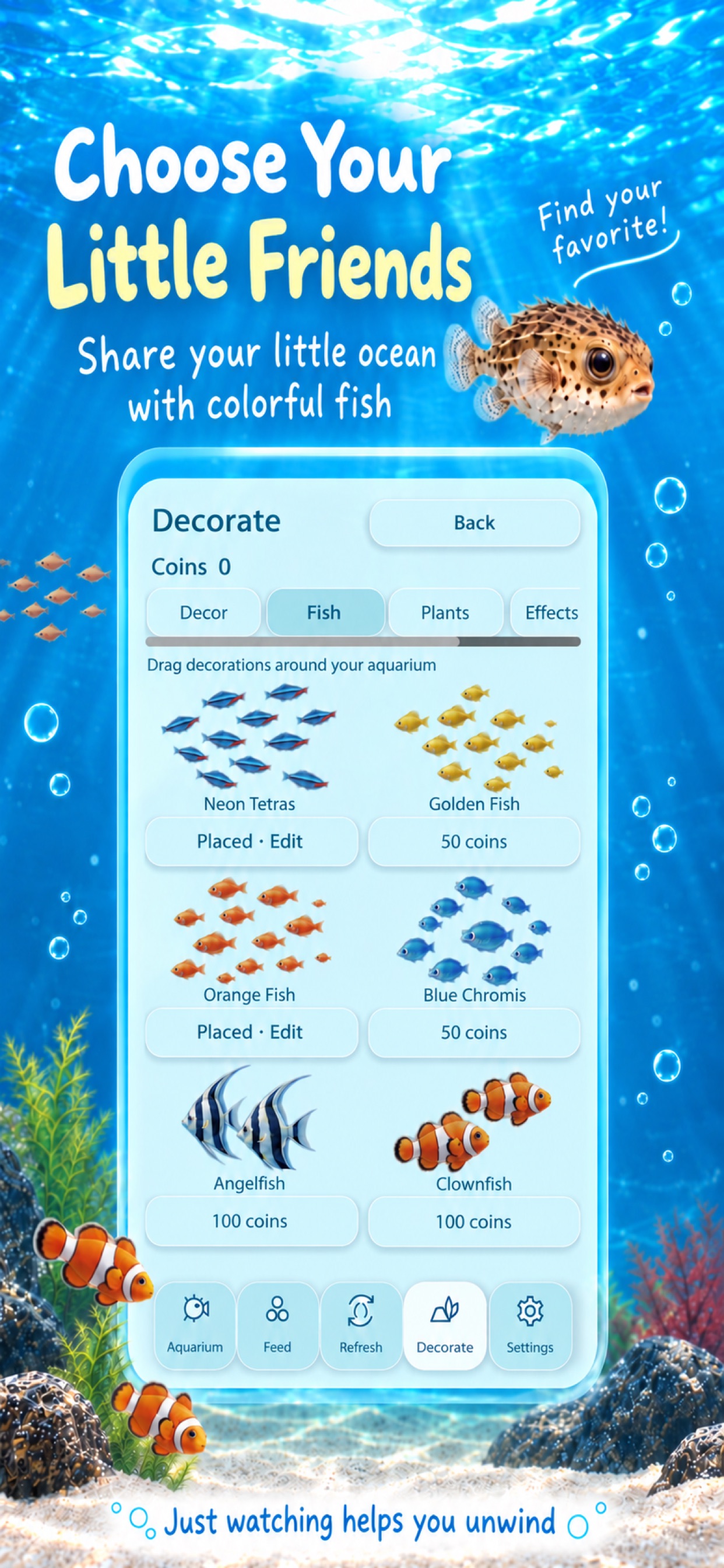 Screenshot 3 of Little Puffer: Tiny Aquarium