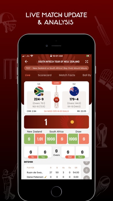 Red White Cricket Live Line Screenshot
