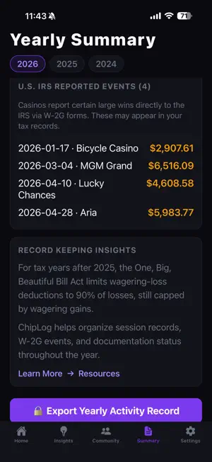 ChipLog Casino Tracker screenshot 4