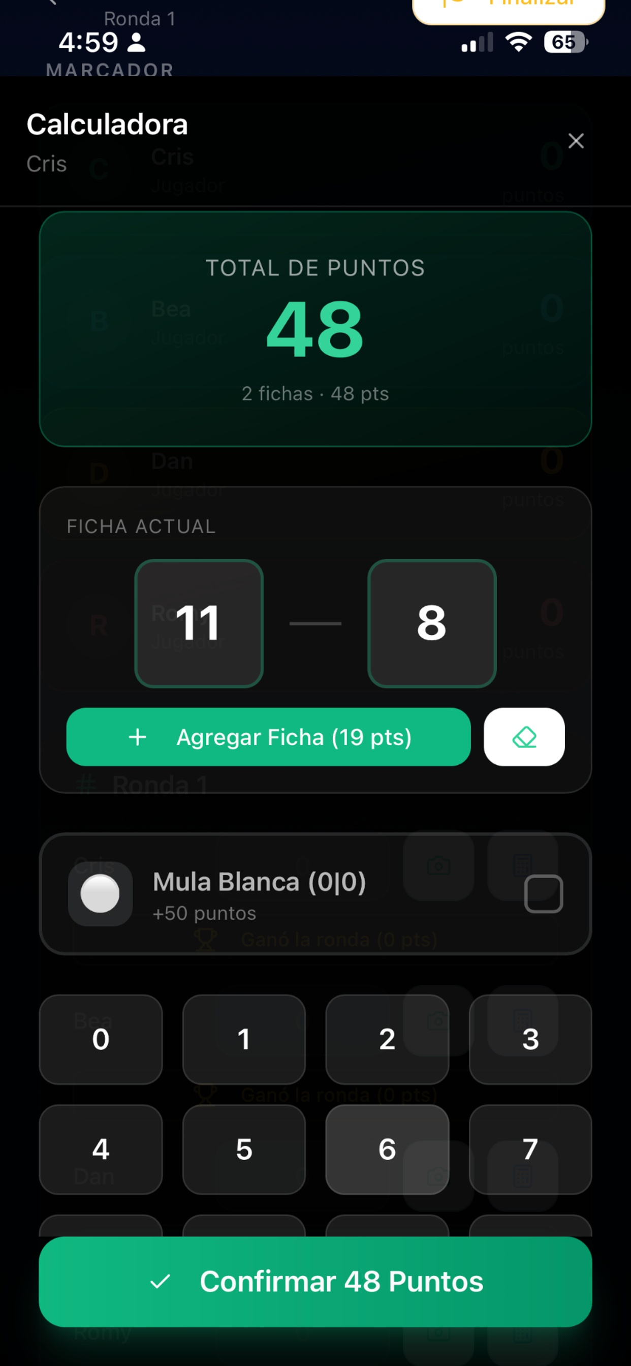 Domino contador de puntos