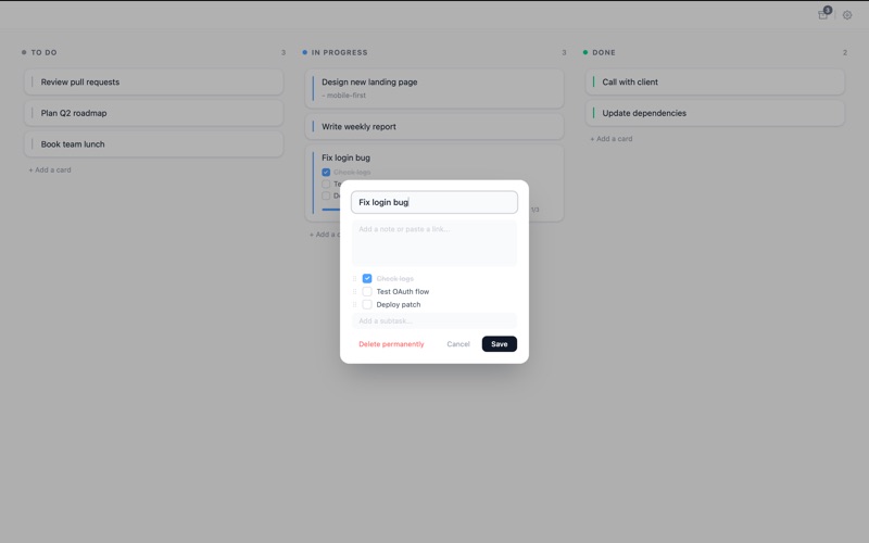 Glyss - Simple Kanban Board screenshot