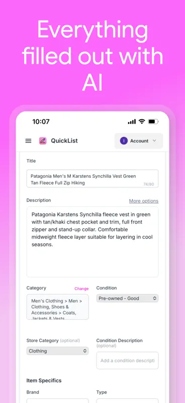 QuickList: AI Listing Tool screenshot 2 of 5