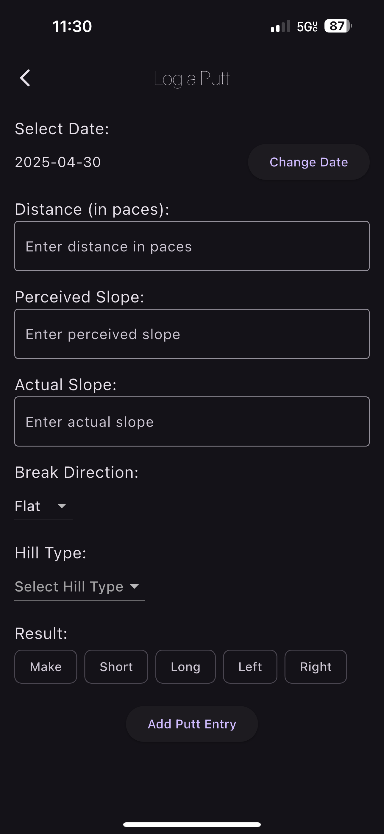 Intensive Golf Stats