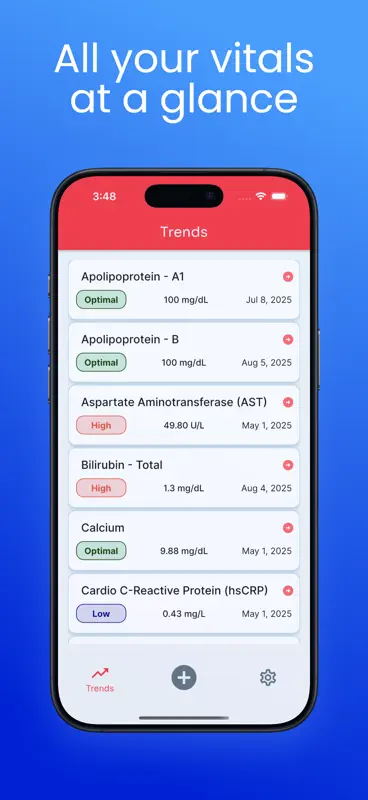 BloodTrends: Bloodwork tracker screenshot 1 of 4