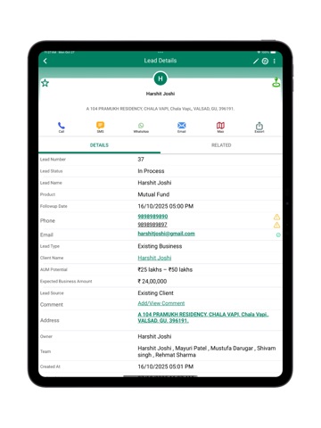 Sanchay Mobile CRM iPad screenshot
