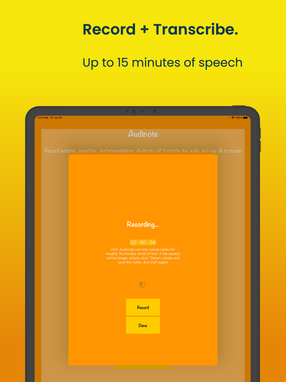 Audinote: AI Note Taker iPad screenshot 4 - Productivity app