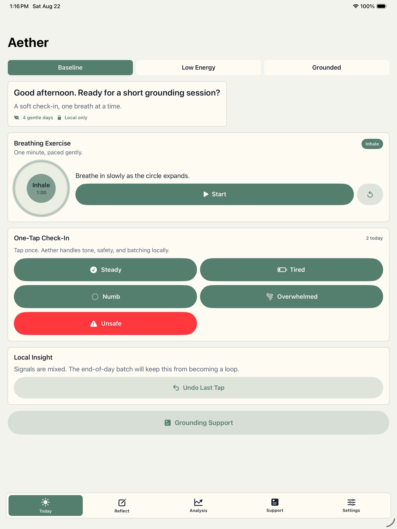 Screenshot 4 of Aether: Gentle Check-ins