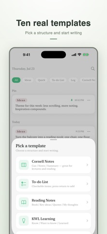 inkling — dream journal, notes iPhone screenshot