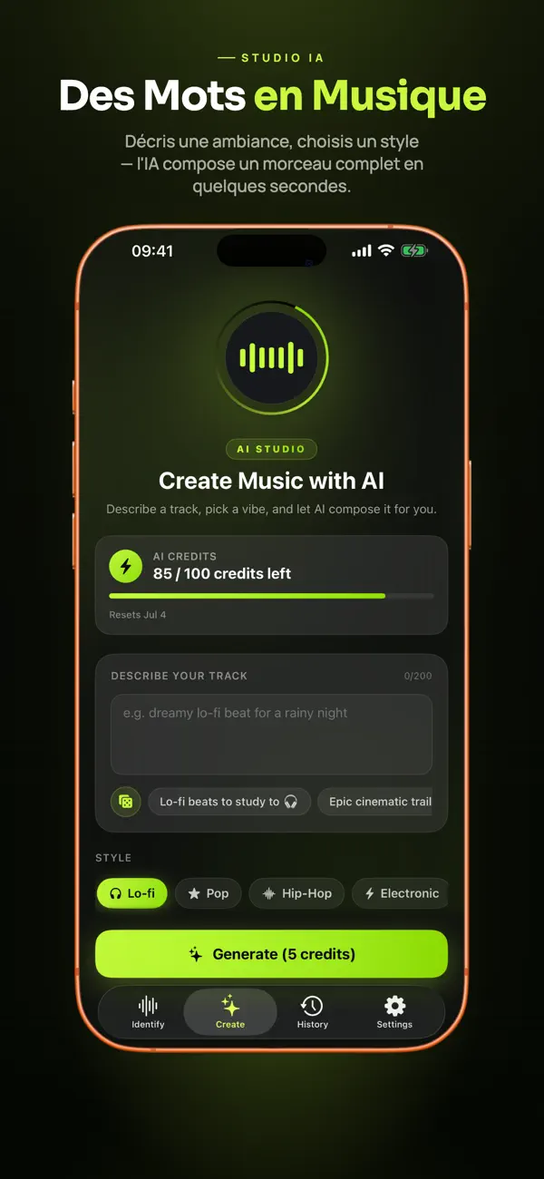 Screenshot #1 pour IA Musique & Trouver Chanson