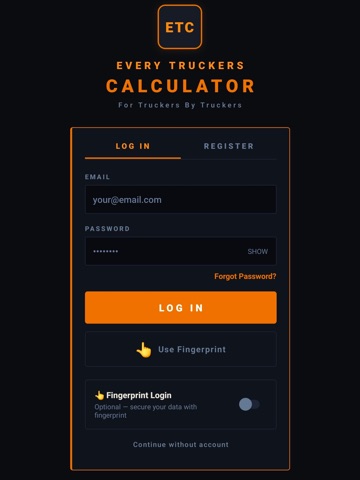 Every Truckers Calculator iPad screenshot