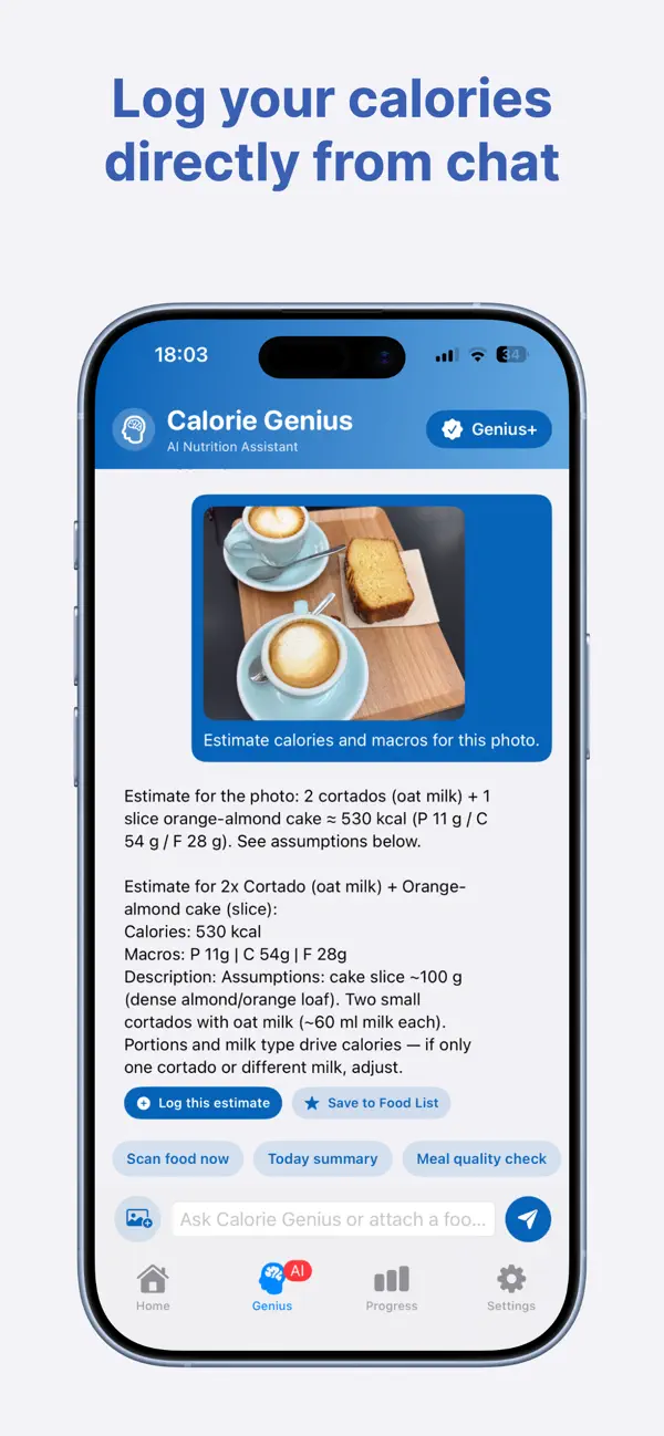 Screenshot #1 pour Calorie Genius: AI Tracker