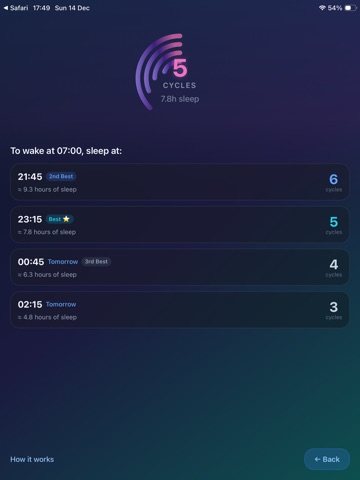 Sleep Cycle Simple Calculator iPad screenshot