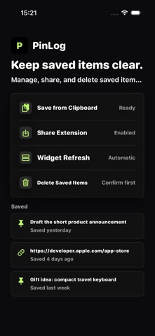 PinLog Text Notes screenshot