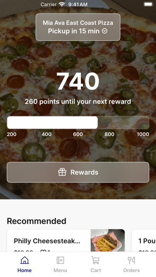 Mia Ava East Coast Pizza iPhone screenshot 1 - Food & Drink app