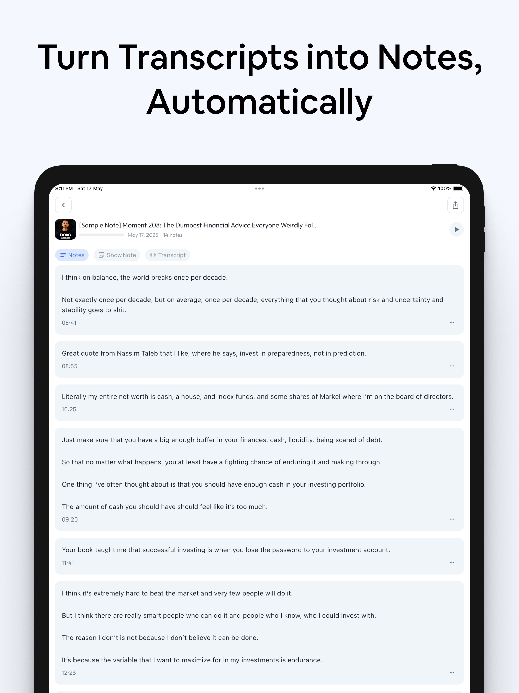 Onda AI Podcast Note Taker