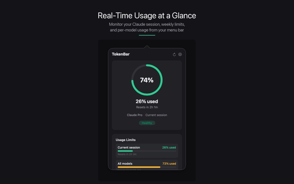#2. TokenBar (macOS) Podle: Levani Kirkitadze